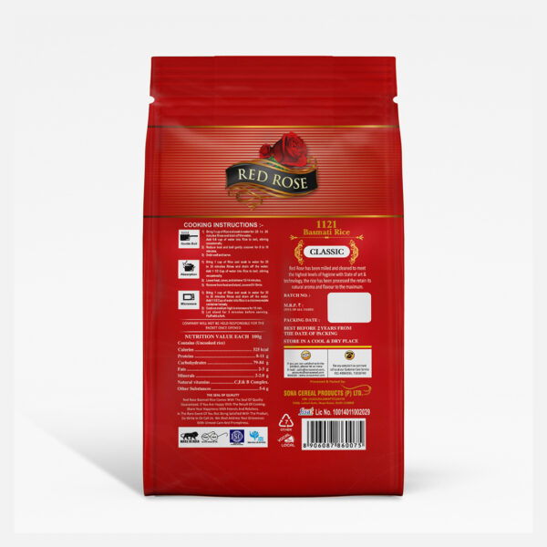 RED ROSE CLASSIC BASMATI RICE, 1 KG (PACK OF 20 - 20 KG ) - Image 2
