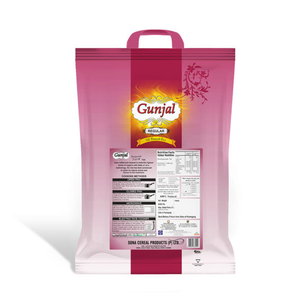 GUNJAL REGULAR BASMATI RICE, 10 KG (SELLA) - Image 2