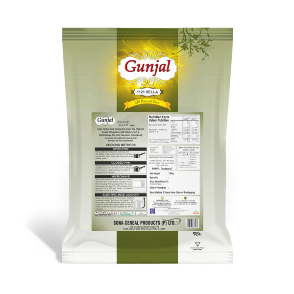 GUNJAL 1121 SELLA BASMATI RICE, 30 KG - Image 2