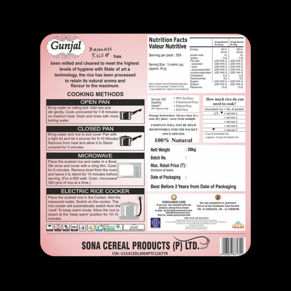 GUNJAL MONGRA BASMATI RICE, 30 KG - Image 6