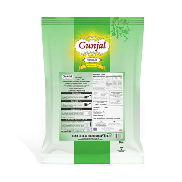 GUNJAL PREMIUM BASMATI RICE, 30 KG - Image 2
