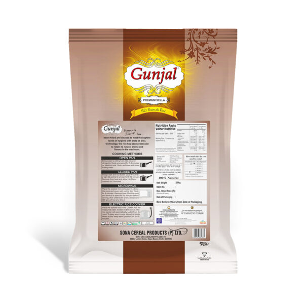 GUNJAL PREMIUM SELLA BASMATI RICE, 30 KG - Image 2