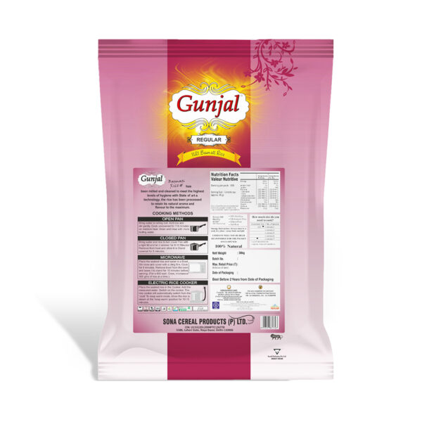 GUNJAL REGULAR BASMATI RICE, 30 KG (SELLA) - Image 2