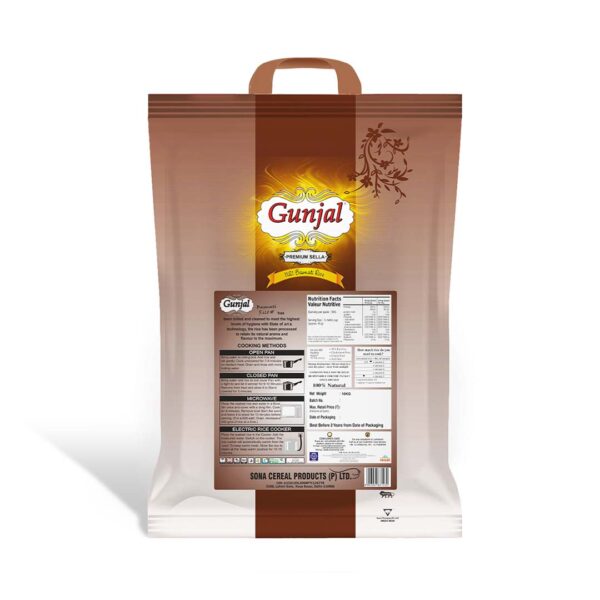 GUNJAL PREMIUM SELLA BASMATI RICE, 10 KG - Image 2