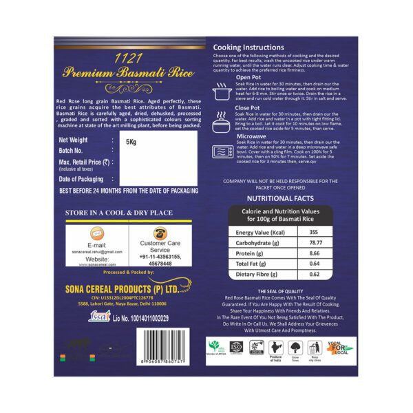 RED ROSE PREMIUM BASMATI RICE, 5 KG - Image 6