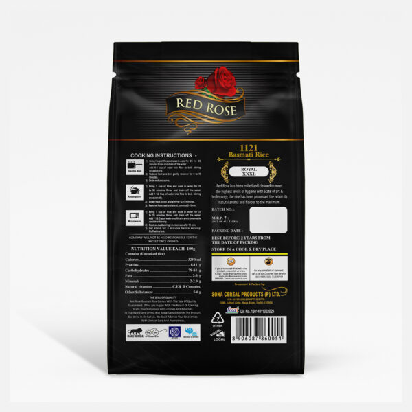 RED ROSE ROYAL XXXL BASMATI RICE, 1 KG (PACK OF 20 - 20 KG ) - Image 2