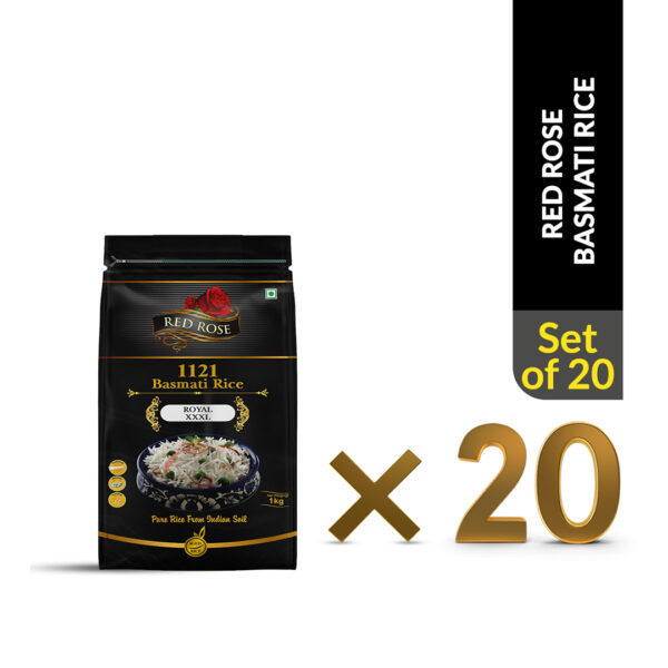 RED ROSE ROYAL XXXL BASMATI RICE, 1 KG (PACK OF 20 - 20 KG ) - Image 7