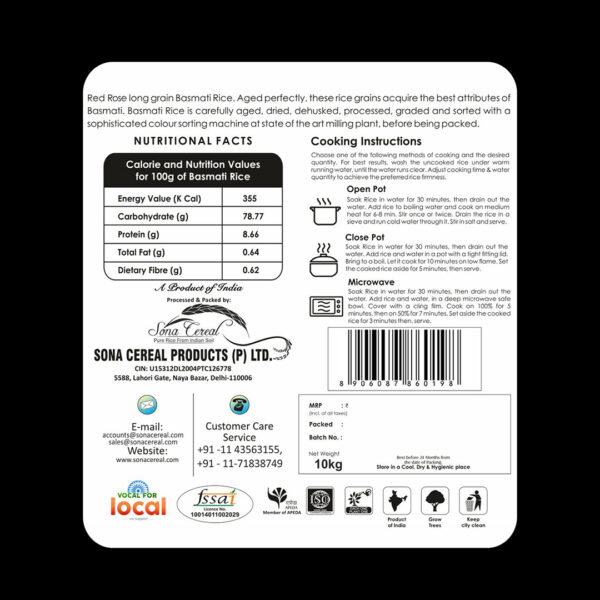 RED ROSE CLASSIC BASMATI RICE, 10 KG - Image 6