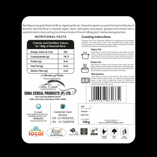 RED ROSE DELIGHT BASMATI RICE, 10 KG - Image 6