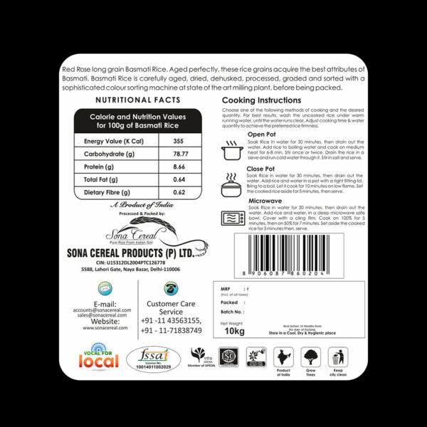 RED ROSE EVERYDAY (MINI DUBAR- II) BASMATI RICE, 10 KG - Image 6