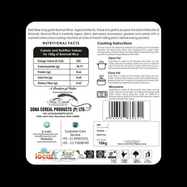 RED ROSE HERITAGE BASMATI RICE, 10 KG - Image 6
