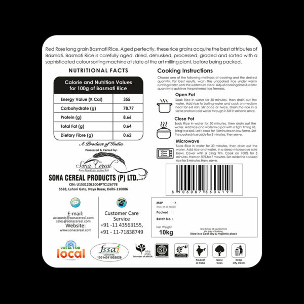 RED ROSE MONGRA BASMATI RICE, 10 KG - Image 6