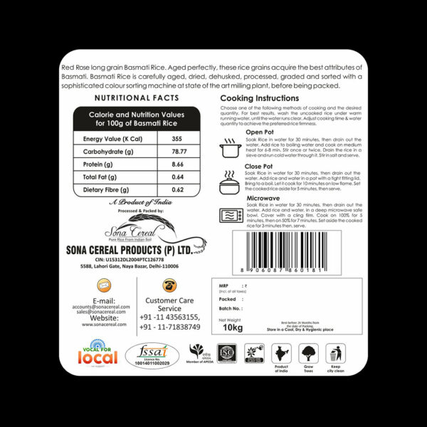 RED ROSE ROYAL XXXL BASMATI RICE, 10 KG - Image 6
