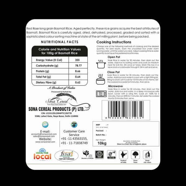 RED ROSE 1121 SELLA BASMATI RICE, 10 KG - Image 6