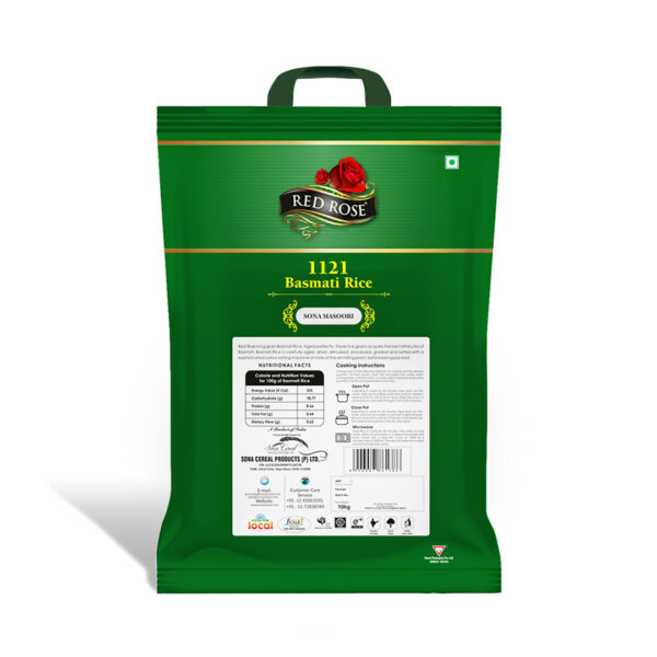 RED ROSE SONA MASOORI BASMATI RICE, 10 KG - Image 2