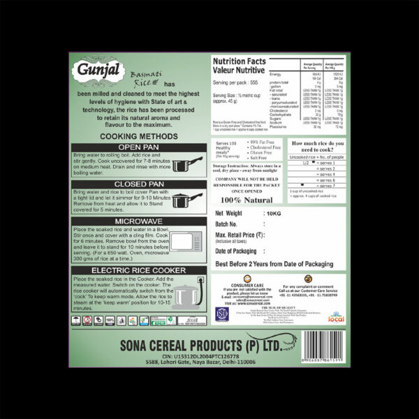GUNJAL SILKY PARMAL RICE, 10 KG - Image 4